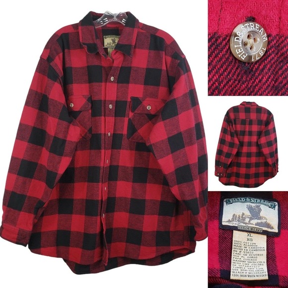 Field & Stream Other - Field and Stream Red Heavy Flannel XL Button Up Buffalo Plaid Cotton Shacket
